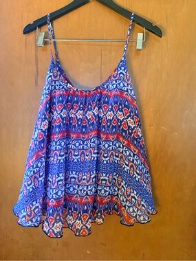 Express Blue and Red Printed Spaghetti Strap Camisole